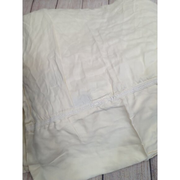 FISHER FINERY Beige Cream Queen Flat Sheet With Embroidery - Picture 3 of 6